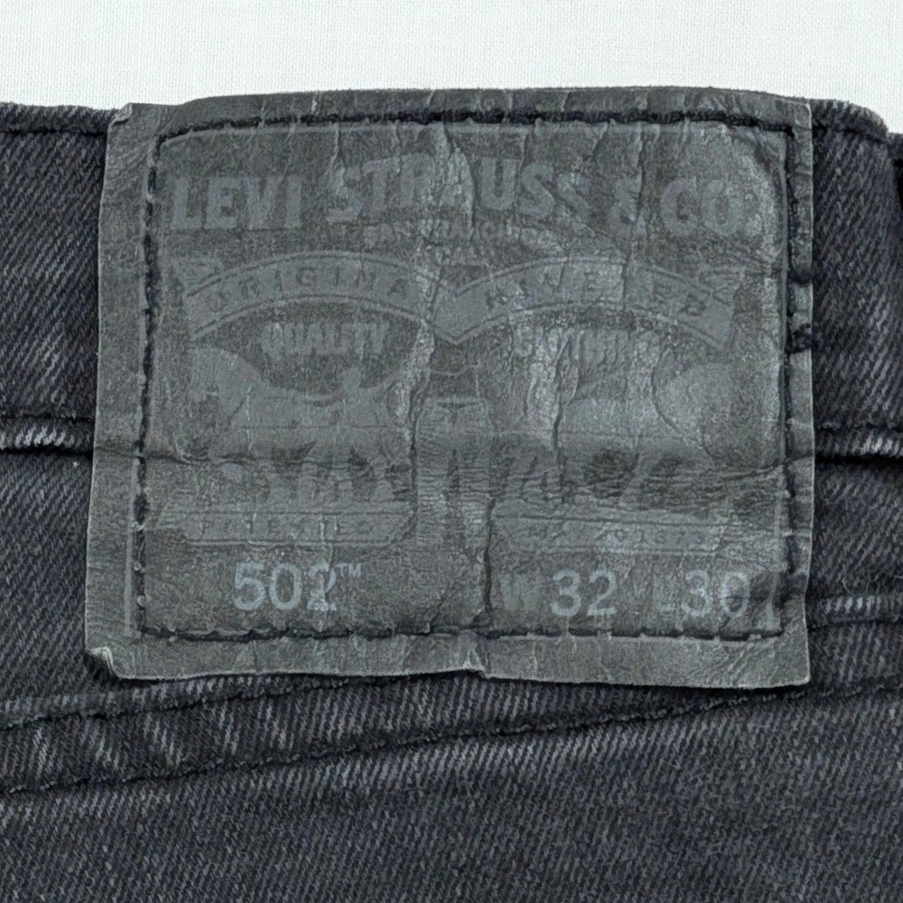 Levi's 502 Regular Taper Jeans Mens 32x30 Washed Black Denim Pants